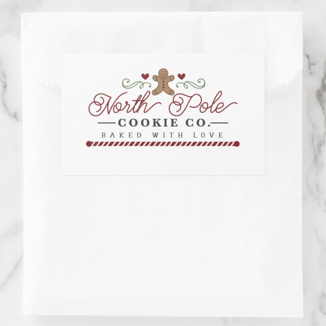 North Pole cookie company Christmas Rectangular Sticker (Bag)