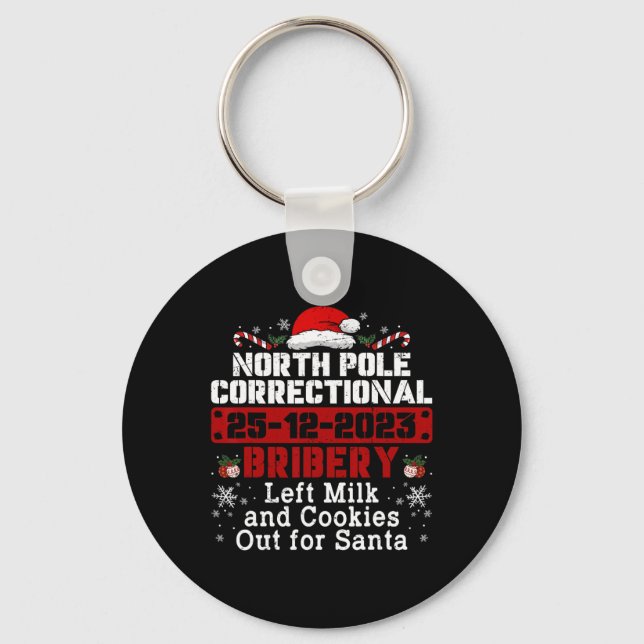 North Pole Correctional Bribery Left Milk Cookies  Keychain (Front)