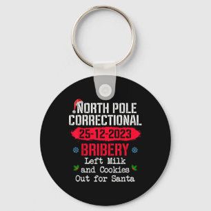 North Pole Correctional Bribery Left Milk Cookies Keychain