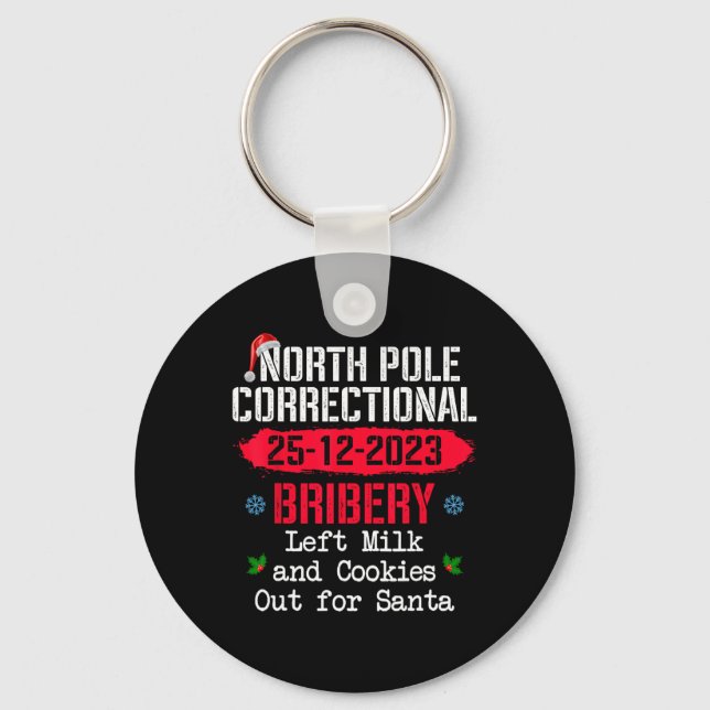 North Pole Correctional Bribery Left Milk Cookies  Keychain (Front)