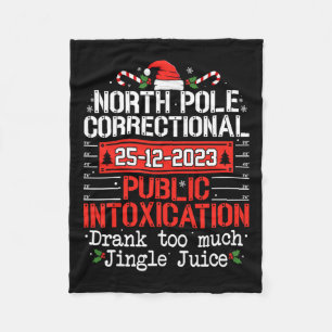 North Pole Correctional Public Intoxication Family Fleece Blanket