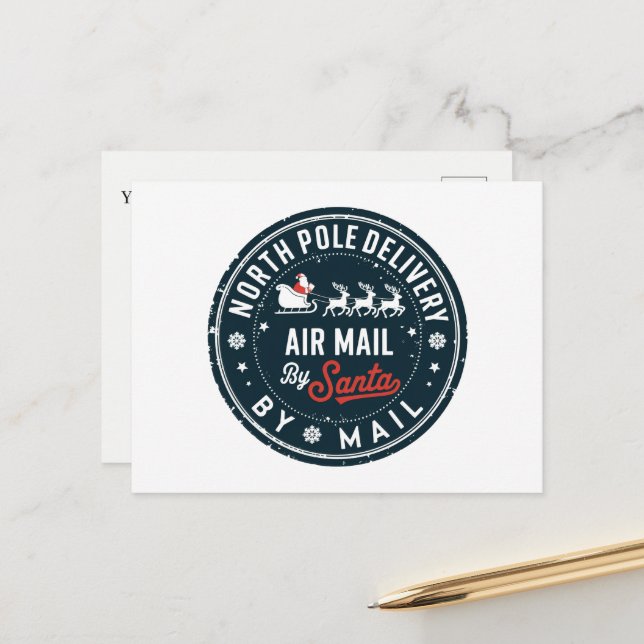 North Pole Delivery add message  Holiday Postcard (Front/Back In Situ)