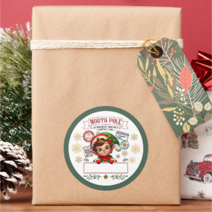 North Pole Delivery Christmas Elf Kids Gift Classic Round Sticker