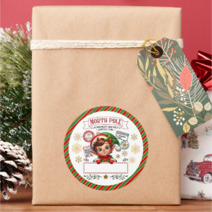 North Pole Delivery Christmas Elf Kids Gift Classic Round Sticker