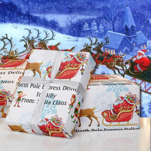 North Pole Delivery From Santa Add Childs NAME  Wrapping Paper