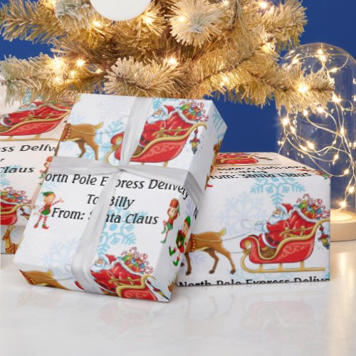 North Pole Delivery From Santa Add Childs NAME  Wrapping Paper