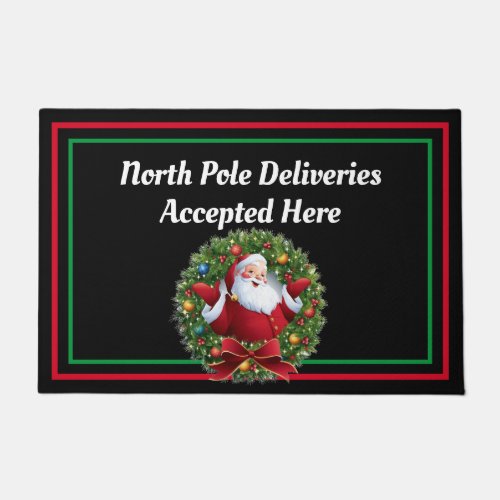 North Pole Delivery Santa Red White Front Door Doormat