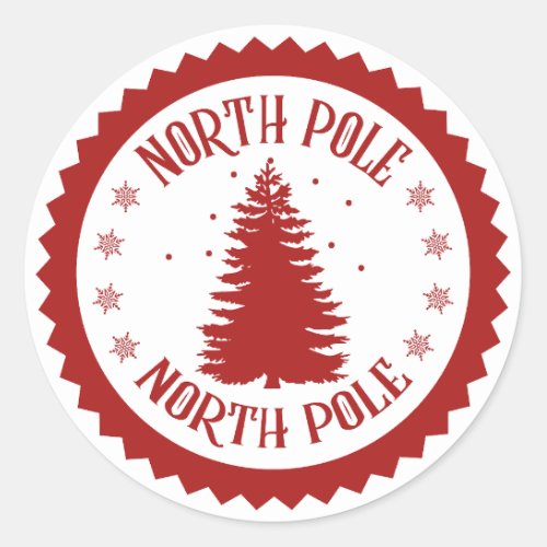 North pole delivery stamp  classic round sticker