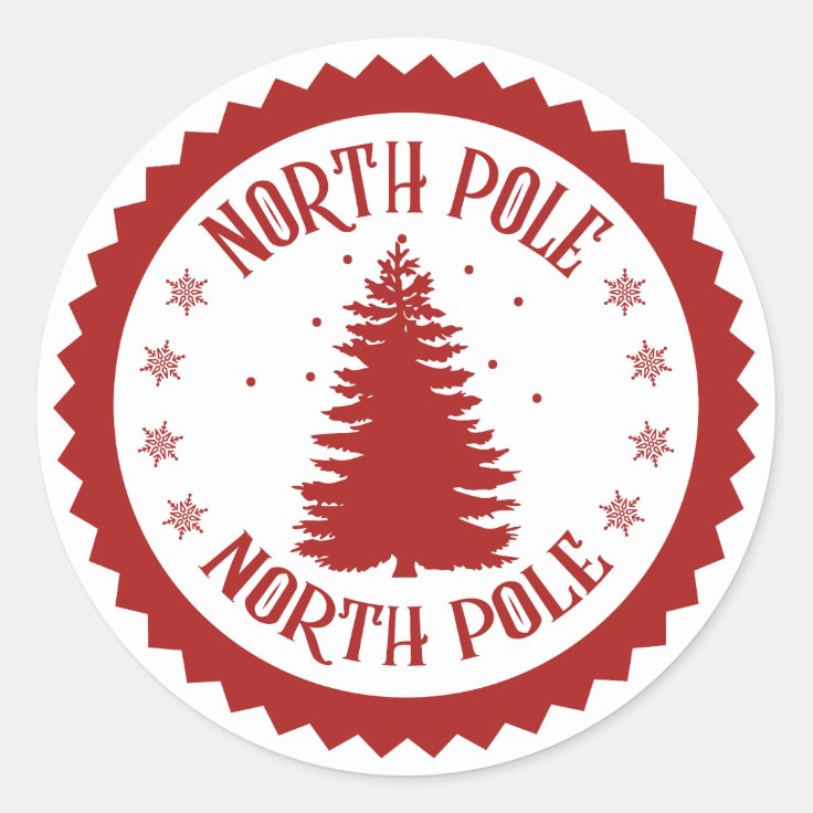 North pole delivery stamp classic round sticker | Zazzle