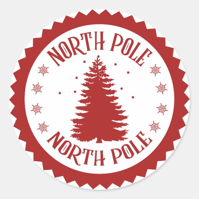 North pole delivery stamp  classic round sticker (Front)