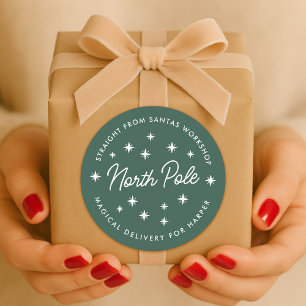 North Pole Delivery Sticker   Christmas Gift Seal