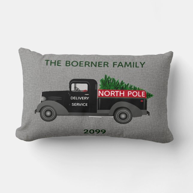 North Pole Delivery Truck Lumbar Square Throw Lumbar Pillow (Front)