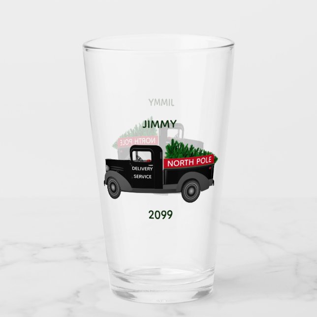 North Pole Delivery Truck - Merry Christmas Glass (Front)