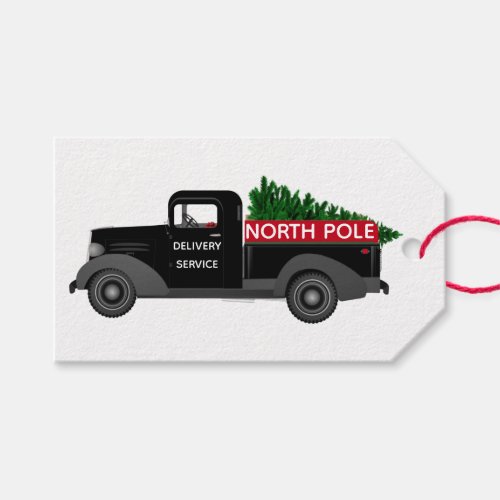 North Pole Delivery Truck wTree Gift Favor Tag