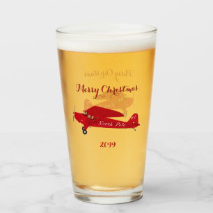 North Pole Delivery Vintage Airplane Christmas Glass