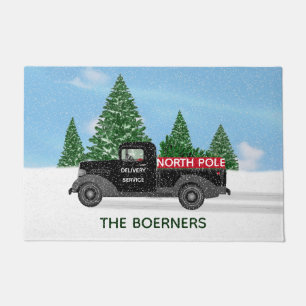 North Pole Delivery Vintage Truck Christmas Doormat