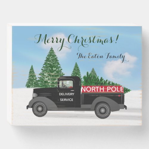 North Pole Delivery Vintage Truck Christmas Wood Wooden Box Sign