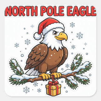 North Pole Eagle Sticker — Bald Eagle Santa Hat