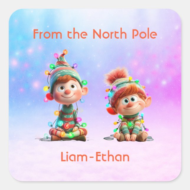 North Pole Elf Celebration | Christmas Magic Square Sticker (Front)