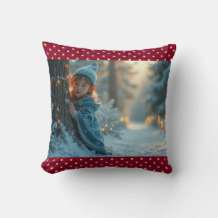 North pole Elf in the winter Throw Pillow