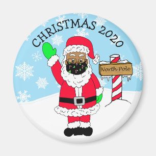 North Pole Ethnic Santa in Facemask 2020 Keepsake Magnet
