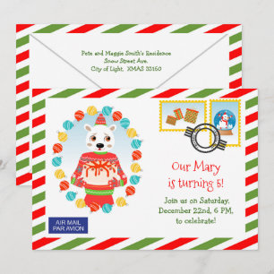 North Pole Express Cake Delivery Birthday Party Invitation