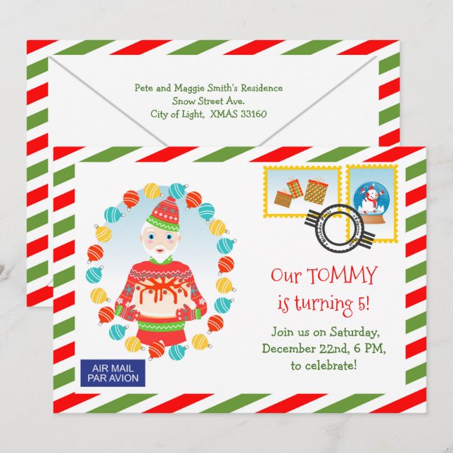 North Pole Express Cake Delivery Party Invitation (Front/Back)