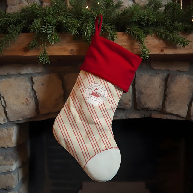 North Pole Express Candy Cane Personalized Christmas Stocking (North Pole Express Candy Cane Personalized Christmas Stocking)