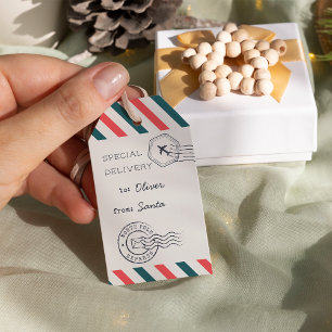 North Pole Express Christmas Air Mail Personalized Gift Tags