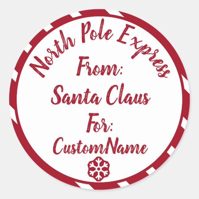 North Pole Express Christmas Gift  Classic Round Sticker (Front)