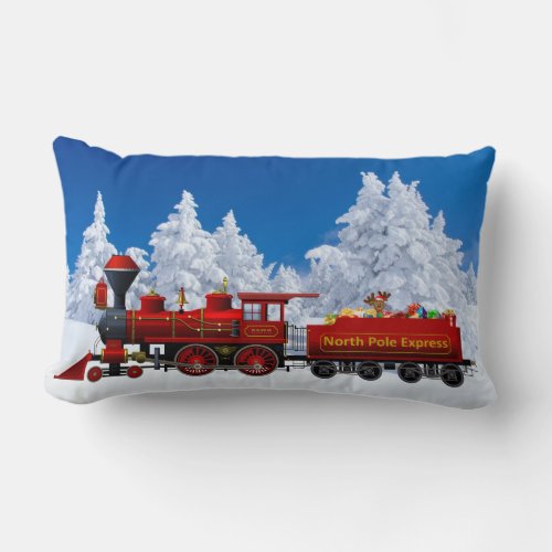 north pole express christmas train pillow