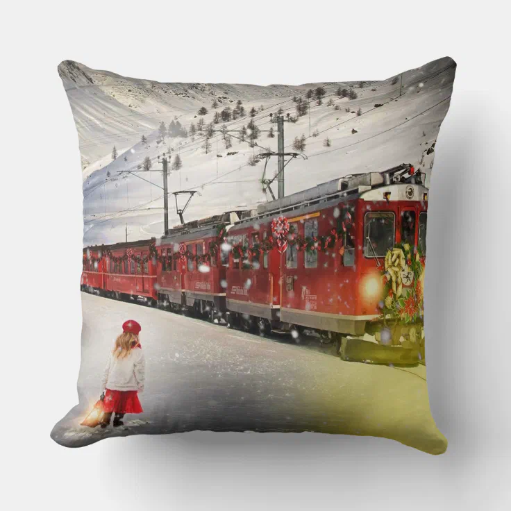 christmas train pillow