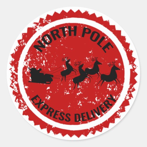 North Pole Express Delivery Classic Round Sticker