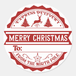 North Pole Express Mail Stamps Sticker for Sale by Nakikej