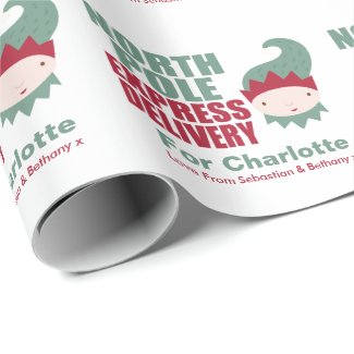 North Pole Express Delivery Personalized Elf Wrapping Paper