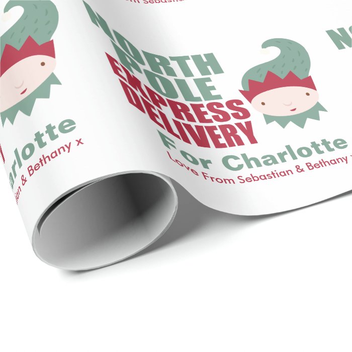 North Pole Express Delivery Personalized Elf Wrapping Paper Zazzle