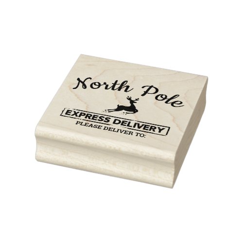 North Pole Express Delivery Reindeer  Rubber Stamp