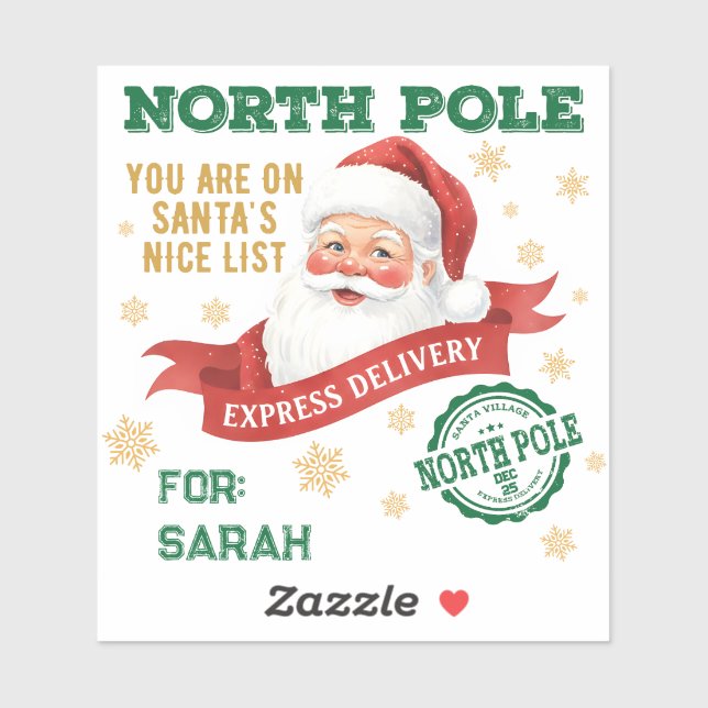 North Pole Express Delivery Santa Christmas Sticker (Sheet)
