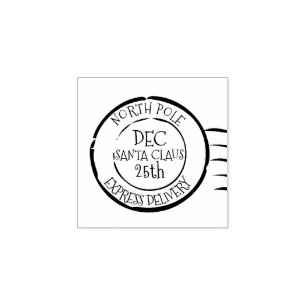 North Pole Express Delivery Santa Claus Rubber Stamp