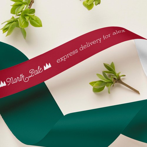 North Pole Express Delivery w Name  Christmas Satin Ribbon