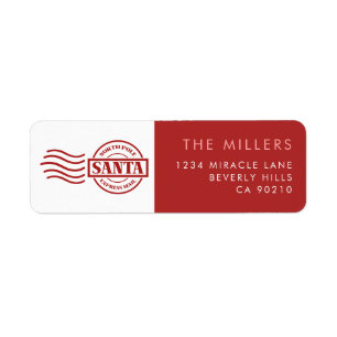 North Pole Express Mail Classic Red Modern Minimal Label