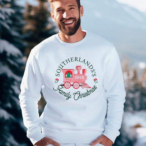 North Pole Express Pink Train Family Christmas Sweatshirt