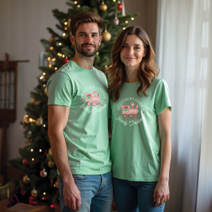 North Pole Express Pink Train Family Christmas Tri-Blend Shirt