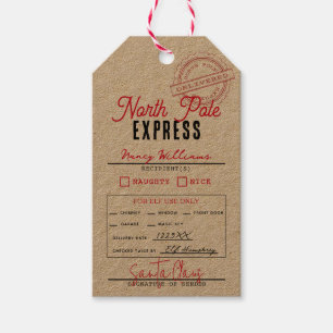 North Pole Express Santa Claus Kraft Gift Tags
