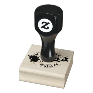 North Pole Express Santa & Reindeer Rubber Stamp