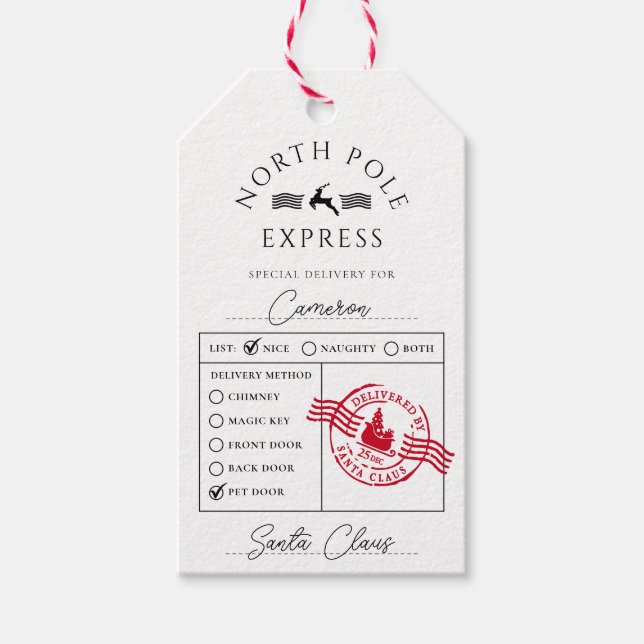 North Pole Express Special Delivery Gift Tags (Front)