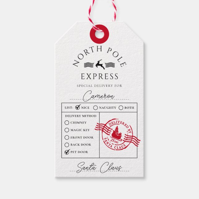 North Pole Express Special Delivery Gift Tags (Front)