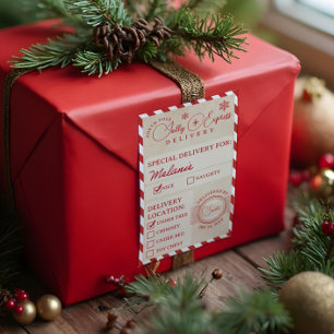 North Pole Express Train Delivery Service Package Rectangular Sticker