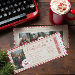 North Pole Express Train Ticket Christmas Photo Holiday Card<br><div class="desc">Celebrate the magic of the holiday season with our whimsical North Pole Express train ticket Christmas photo card. Designed to resemble a delightful train ticket to the North Pole, this card will add a touch of festive fun to your holiday greetings. The card features a charming red and white candy...</div>