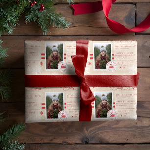 North Pole Express Train Ticket Christmas Photo Wrapping Paper